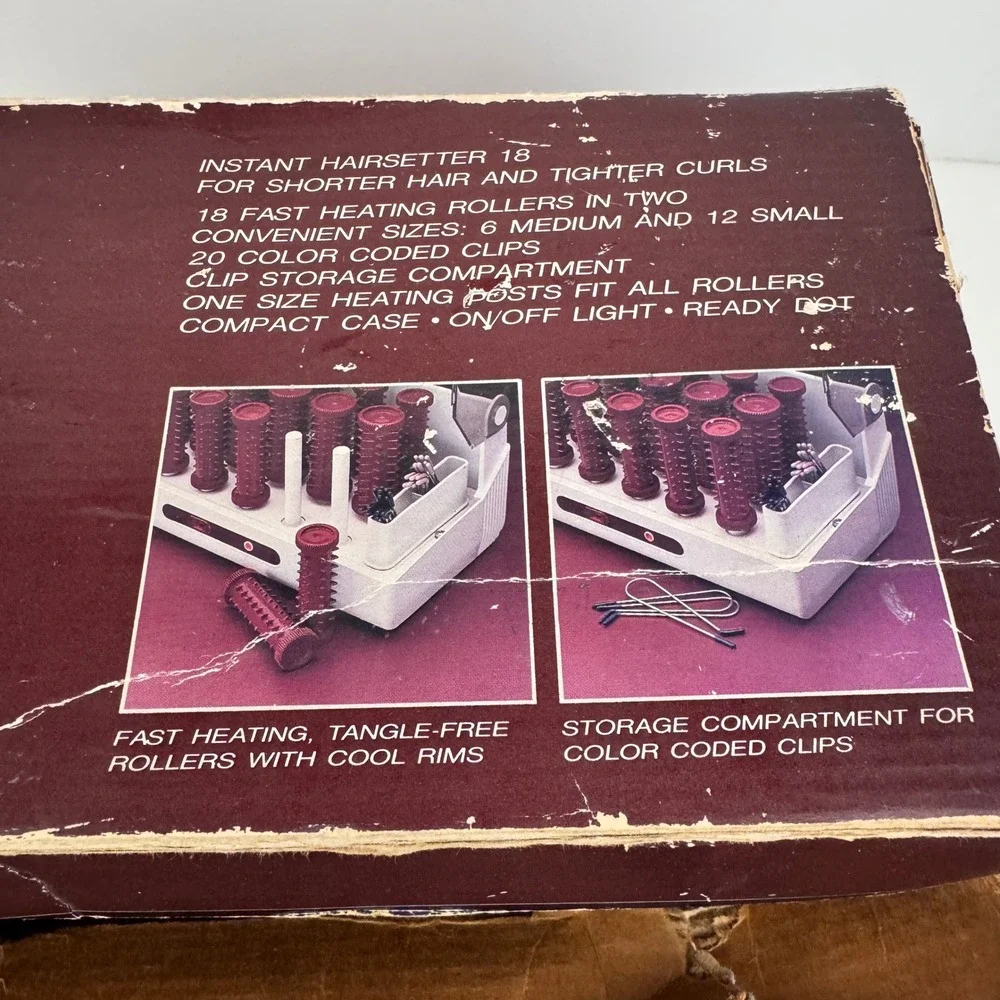 Vtg free'n easy instant hairsetter 18 shorter hair tighter curls w box curlers